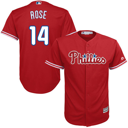 Phillies #14 Pete Rose Red Cool Base Stitched Youth MLB Jersey - Click Image to Close